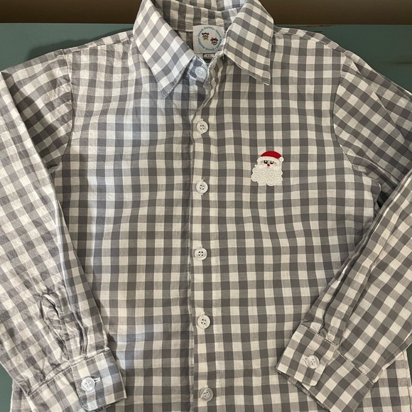 smock monkey Other - Boys grey and white gingham Santa button down shirt